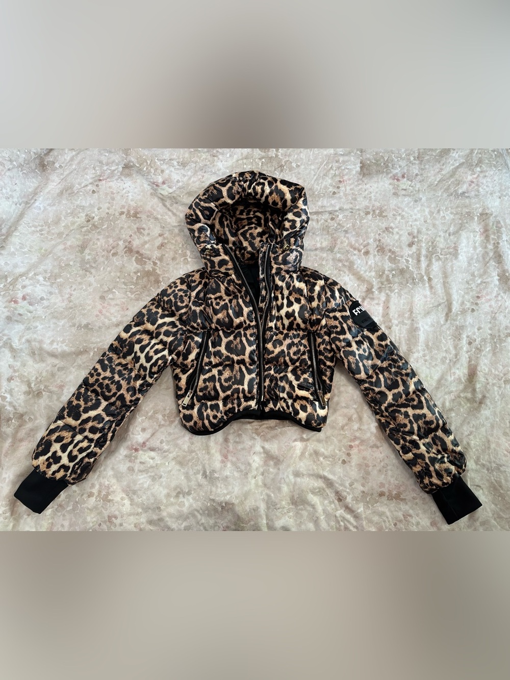 Leopard Print Puffer Jacket -  Hood